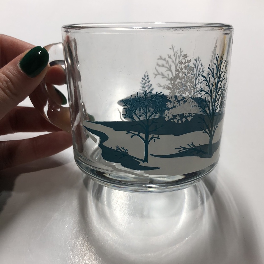 Set of 2 Anchor winter tree glass mugs - Picture 4 of 7